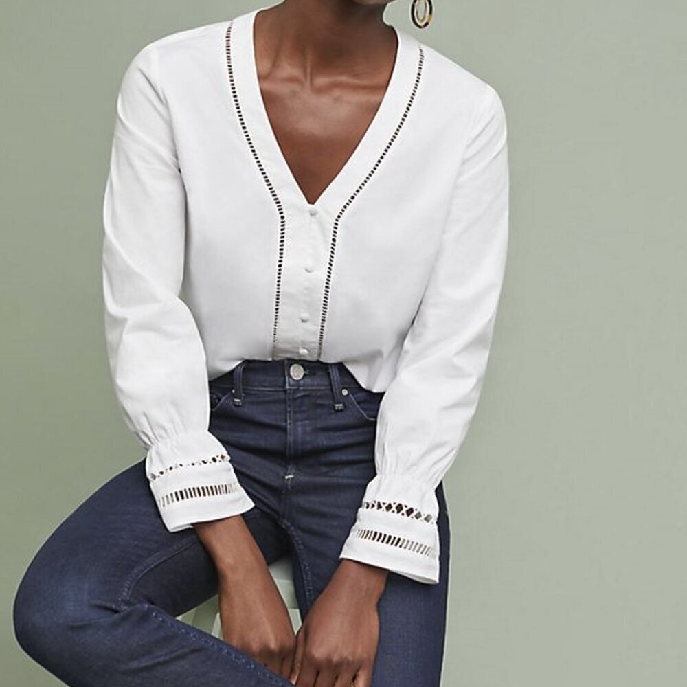 Anthropologie Hannah Poplin Blouse by ISLA MAUDE​ NWT - Picture 3 of 7